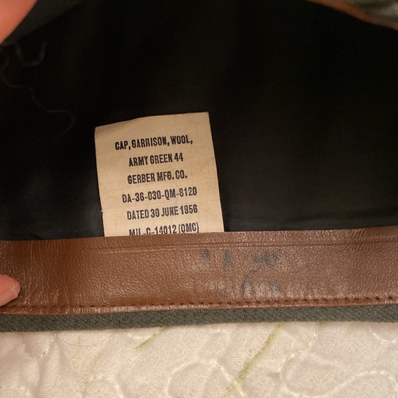 Vintage Army Garrison Cap Military Army Green Wool Dated 6/30/1956 Uniform 7 1/2 - Picture 7 of 11